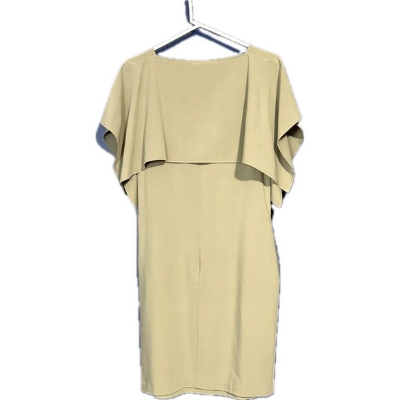 Calvin Klein Women's sheath Dress cape sleeves Taupe Size 4 Pockets - Picture 2 of 6